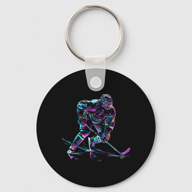 Hockey Player Ice Hockey Performance Keychain (Front)