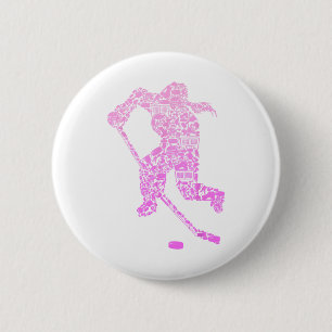 Hockey Player Ice Hockey Youth Girls Women Kids  2 Inch Round Button