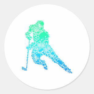 Hockey Player Ice Hockey Youth Men Kids Boys Classic Round Sticker