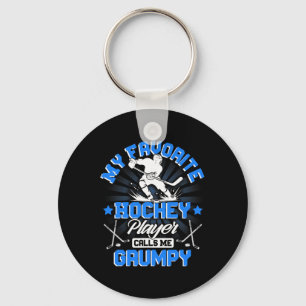 Hockey Player Ice My Favorite Hockey Player Calls Keychain