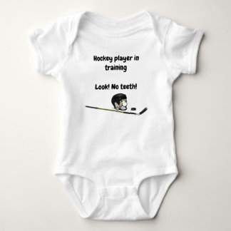 Hockey Player in Training Look No Teeth Baby Bodysuit