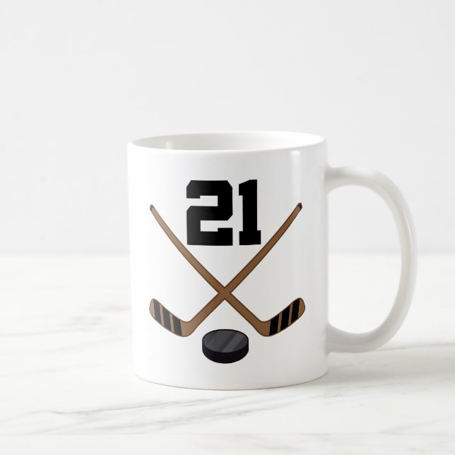 Hockey Player Jersey Number 21 Gift Coffee Mug (Right)