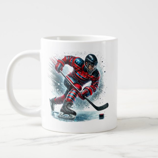Hockey Player Jumbo  Large Coffee Mug (Left)