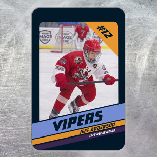 Hockey Player Keepsake On Vibrant Violet Magnet