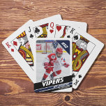 Hockey Player Keepsake On Vigourous Blue White Playing Cards<br><div class="desc">** IMPORTANT: Sample photo for demonstration only. The image is not included in the final product. Customer photo required. ** Introducing our "White Blue Ice Hockey Jersey Number Playing Cards" – a clean and personalized addition to your gaming collection that seamlessly fuses the passion of hockey with the excitement of...</div>