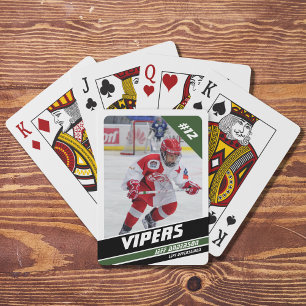 Hockey Player Keepsake On Vigourous Blue White Playing Cards