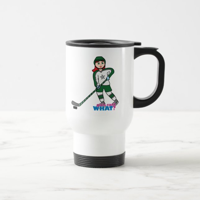 Hockey Player Light/Red Travel Mug (Right)