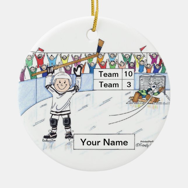 Hockey Player - Male Ceramic Ornament (Front)