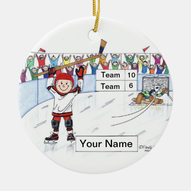 Hockey Player - Male Ceramic Ornament (Front)