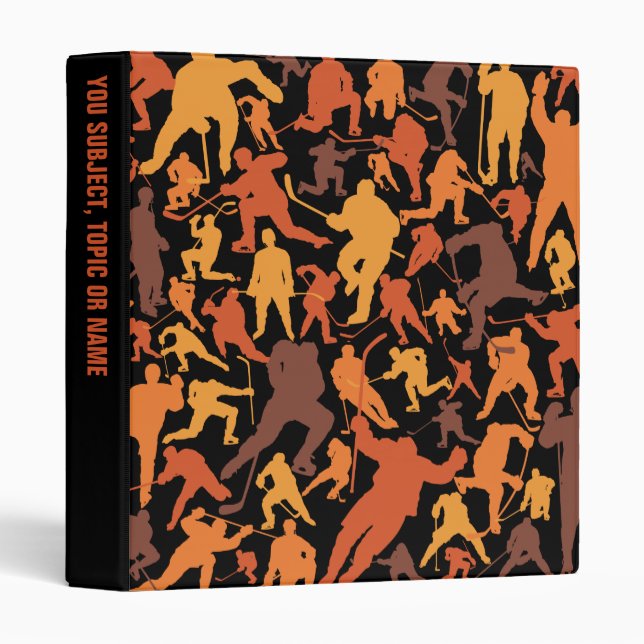 Hockey Player Pattern 3 Ring Binder (Front/Spine)