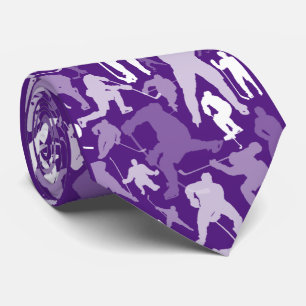Hockey Player Pattern Neck Tie