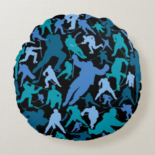 Hockey Player Pattern Round Pillow