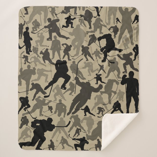 Hockey Player Pattern Sherpa Blanket (Front)