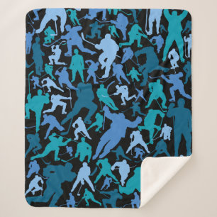 Hockey Player Pattern Sherpa Blanket