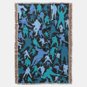 Hockey Player Pattern Throw Blanket
