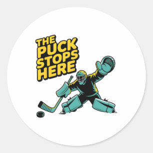 Hockey Player Puck Penalty Box Hockey Goalkeeper Classic Round Sticker