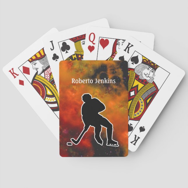Hockey Player Silhouette colourful Personalize Playing Cards (Back)