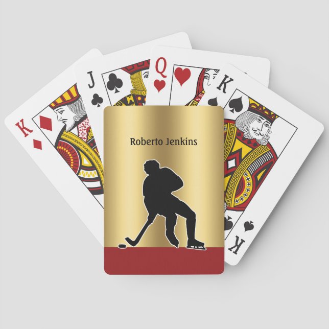 Hockey Player Silhouette elegant Personalize Playing Cards (Back)