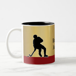 Hockey Player Silhouette personalized Two-Tone Coffee Mug