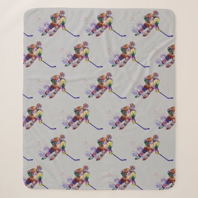 Hockey Player Sports Game Sherpa Blanket (Front)