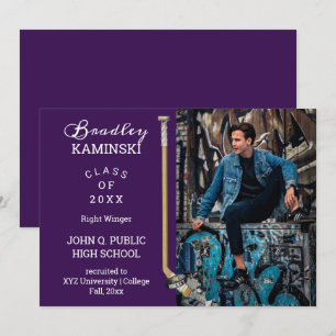 Hockey Player Sports Graduation Photo Announcement