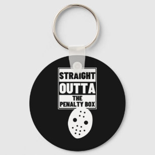 Hockey Player Straight Outta Penalty Box Funny Ice Keychain