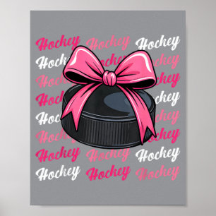 Hockey Player Team Coach Coquette Bow Women Girls Poster
