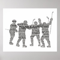 Hockey Player team coach Motivational Word Art Pos