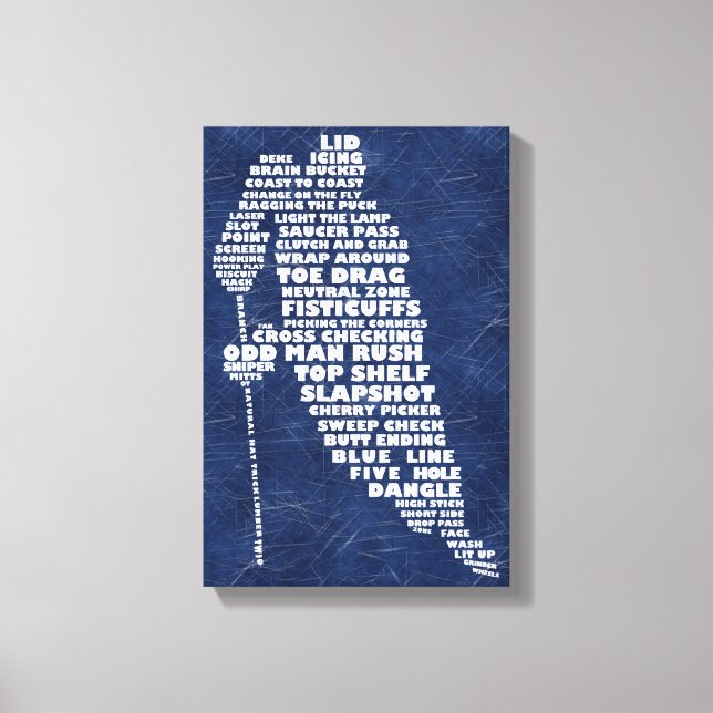 Hockey Player Text Art Canvas Print (Front)