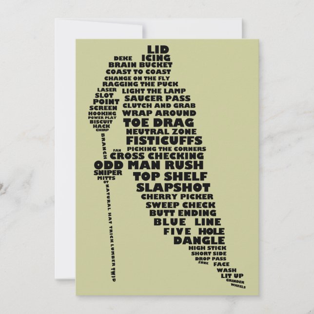 Hockey Player Text Art Invitations (Front)