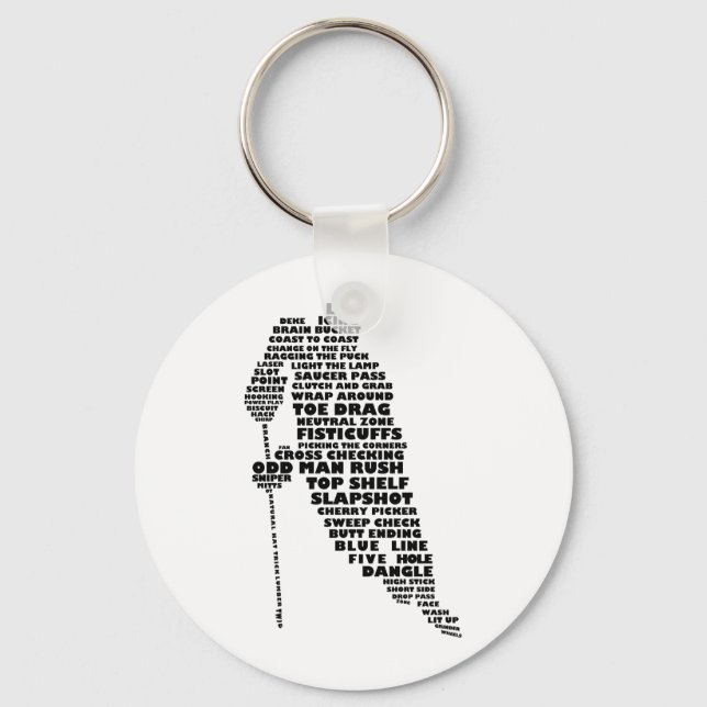 Hockey Player Text Art Keychain (Front)