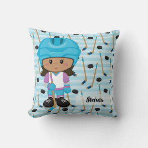 Hockey player throw pillow