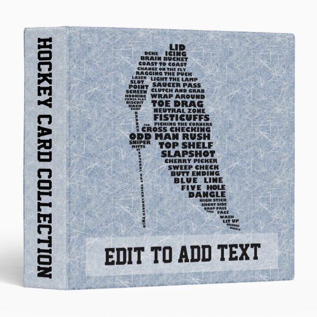 Hockey Player Trading Card Album, Customizable Binder (Front/Spine)