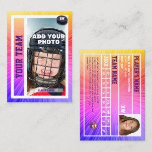 Hockey Player Trading Card Souvenir   Colour Rays
