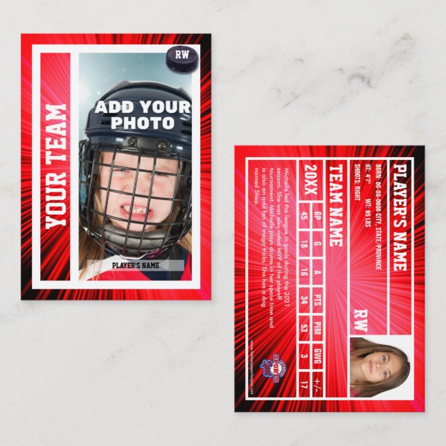 Hockey Player Trading Card Souvenir | Sangria Rays (Front/Back)