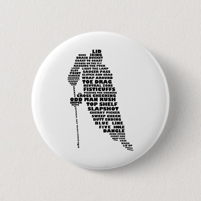 Hockey Player Tygraphy Art  2 Inch Round Button (Front)