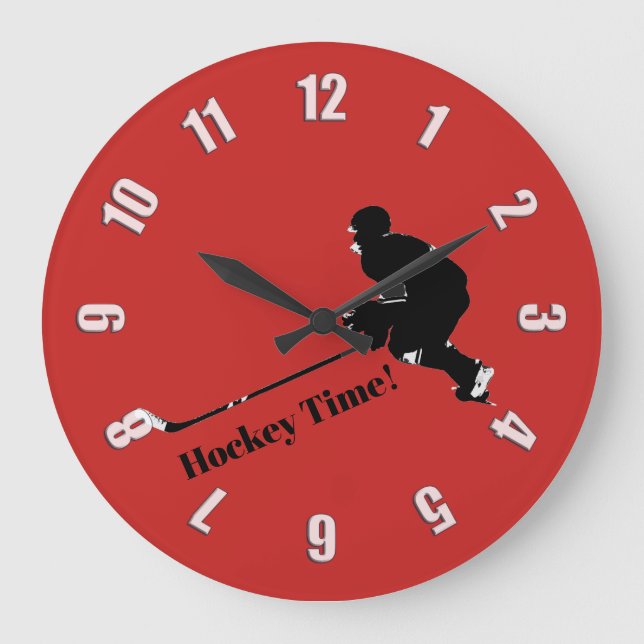 Hockey Player - Winter Sports Large Clock (Front)