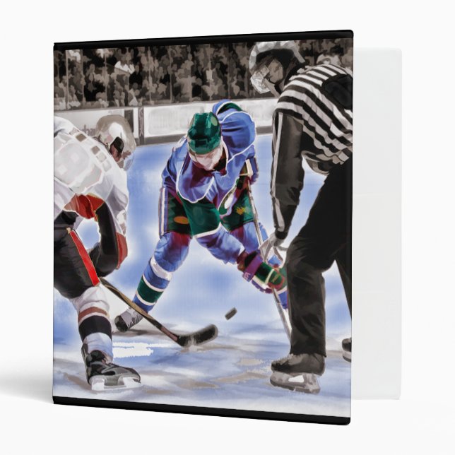 Hockey Players and Referee Face Off Binder (Front/Inside)