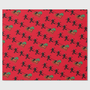 Hockey Players and Santa's Sleigh Wrapping Paper