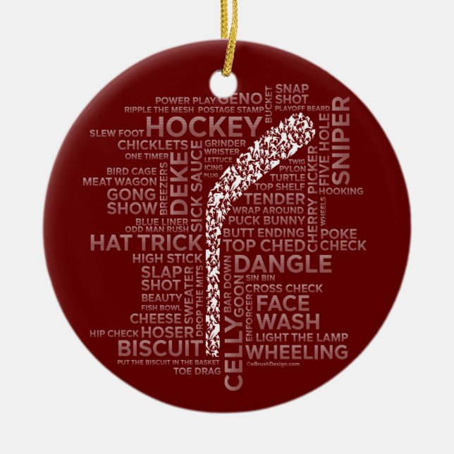 Hockey Players and Slang Ceramic Ornament (Front)
