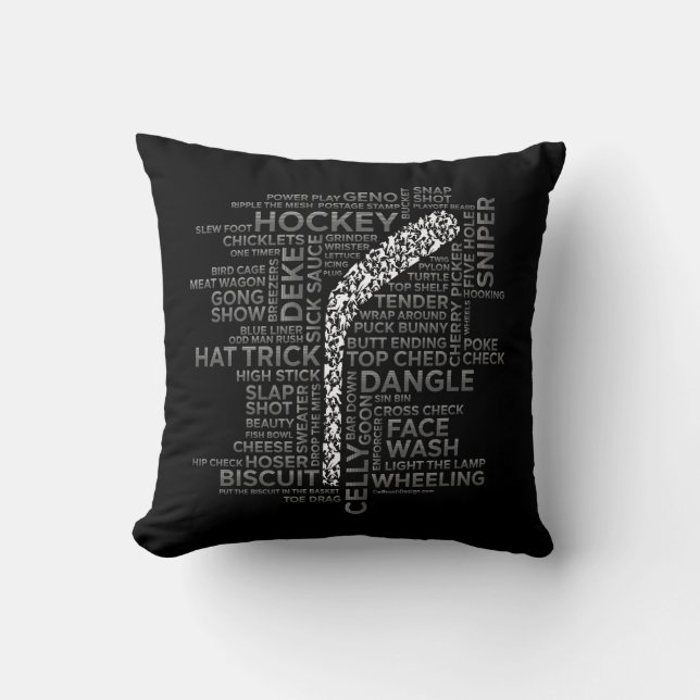 Hockey Players and Slang Throw Pillow (Front)