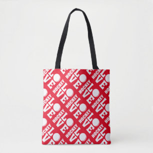 Hockey Players, Love Hockey, Print Tote Bag