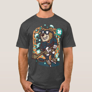 Hockey Playing Bear Ice Inline Street Hockey Colou T-Shirt