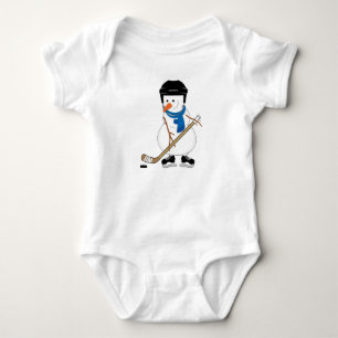 Hockey Playing Snowman Infant Baby Bodysuit