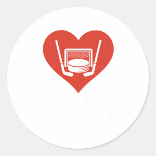 Hockey Poppa Hockey Heart Love  Classic Round Sticker