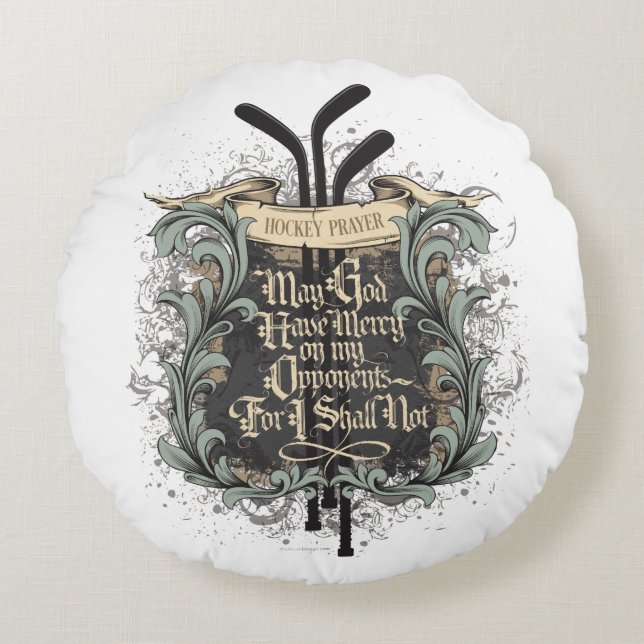 Hockey Prayer Round Pillow (Front)