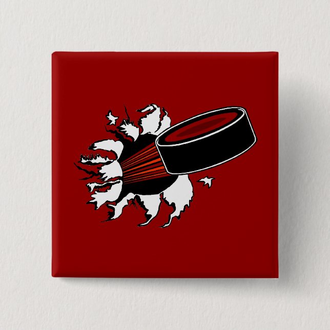 Hockey Puck 2 Inch Square Button (Front)