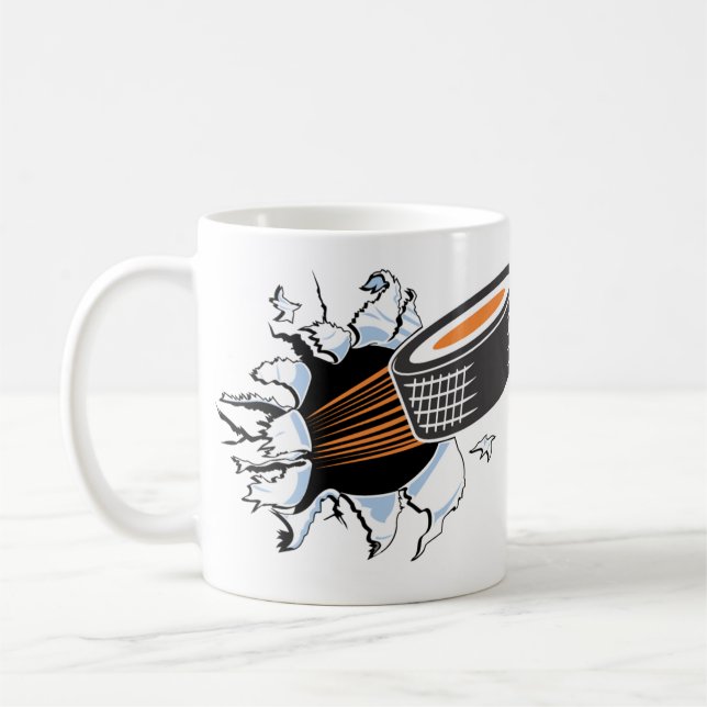 Hockey Puck Breakout Coffee Mug (Left)