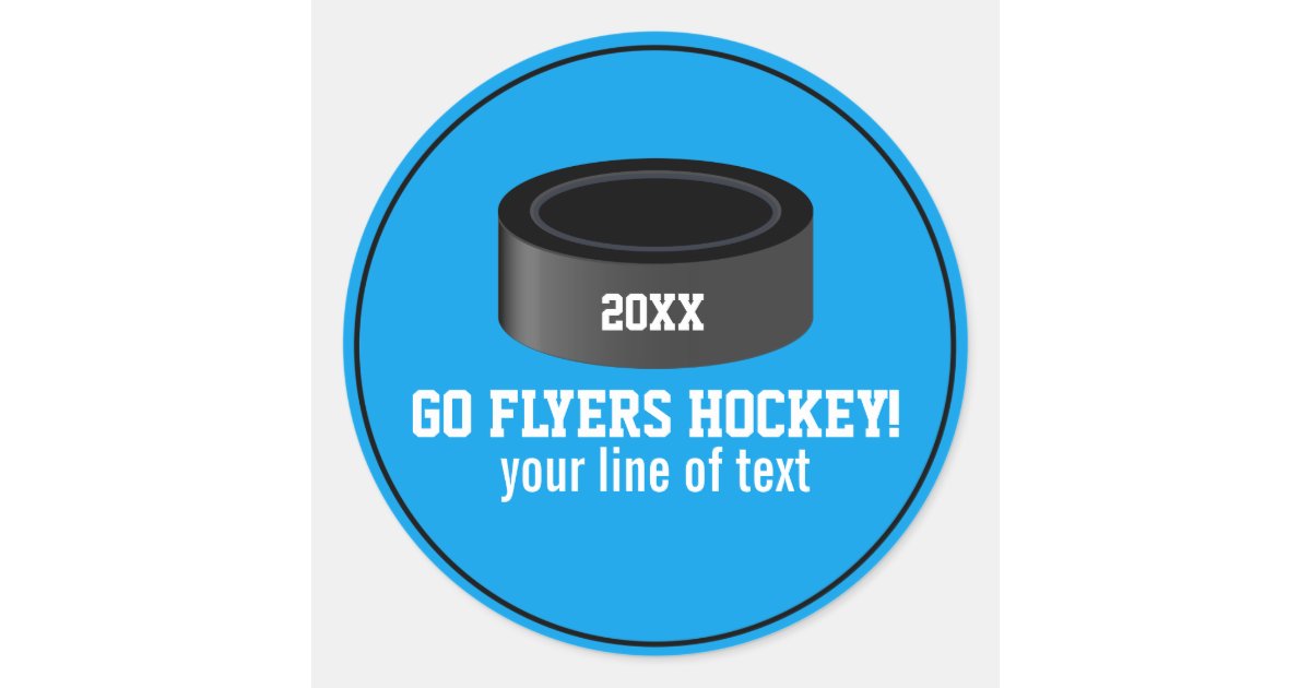 Hockey Puck Custom Team Name, Year, Your Text Classic Round Sticker | Zazzle