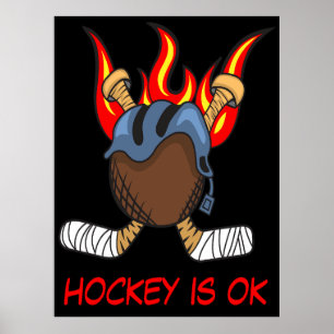 Hockey Puck in Flames with a Quote, Funny Sport Poster
